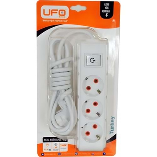 UFO 1.5MT AKIM KORUMALI ÜÇLÜ PRİZ