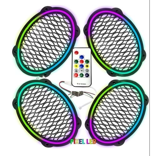 Pixel Ledli Oval Hoparlör Kapak Animasyonlu 4 Adet